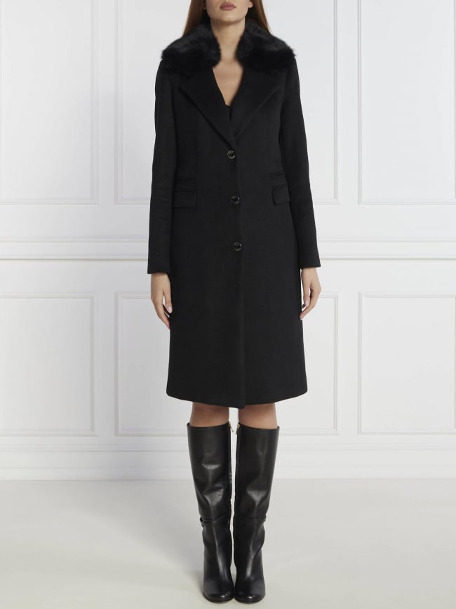 Manteau en laine melangée laurence noir femme - Guess