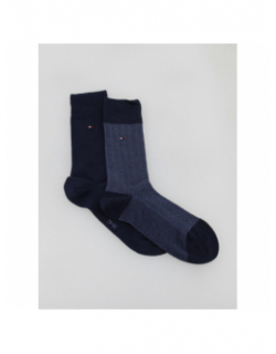 2 paires de chaussettes herringbone bleu homme - Tommy Hilfiger
