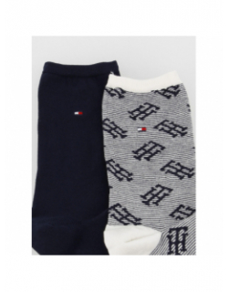 Pack 2 paires de chaussettes monogram bleu femme - Tommy Hilfiger