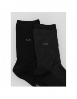 Pack 2 paires de chaussettes diagonal noir femme - Calvin Klein