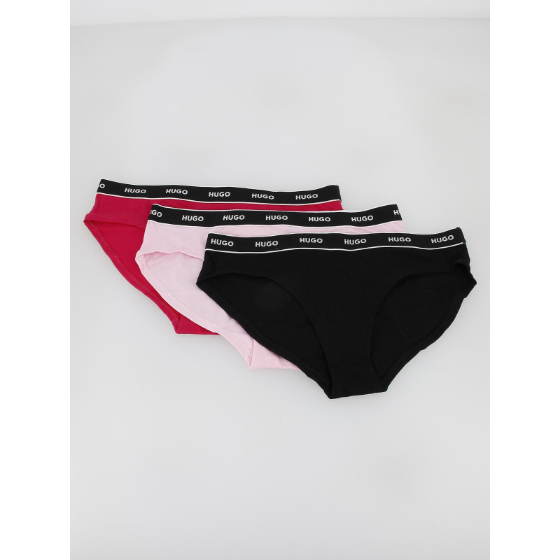 Pack 3 culottes brief stripe rose noir femme - Hugo