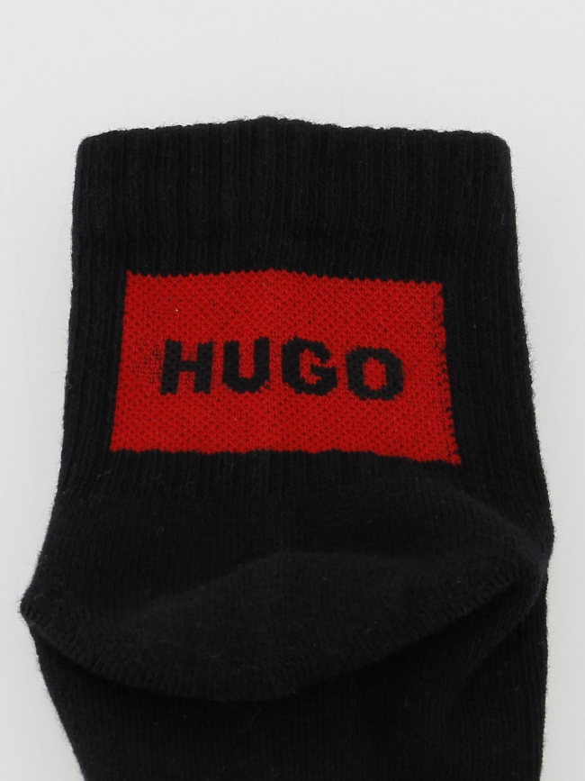 Pack 2 paires de chaussettes rib label noir homme - Hugo