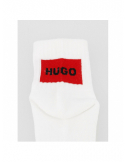 Pack 2 paires de chaussettes rib label blanc homme - Hugo