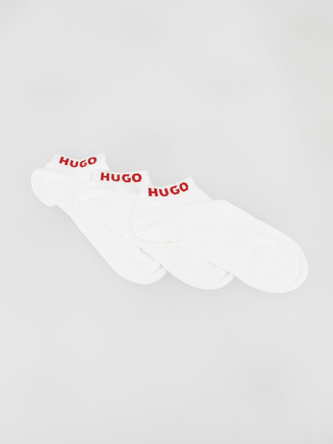 Pack 3 paires de chaussettes basses logoté blanc homme - Hugo