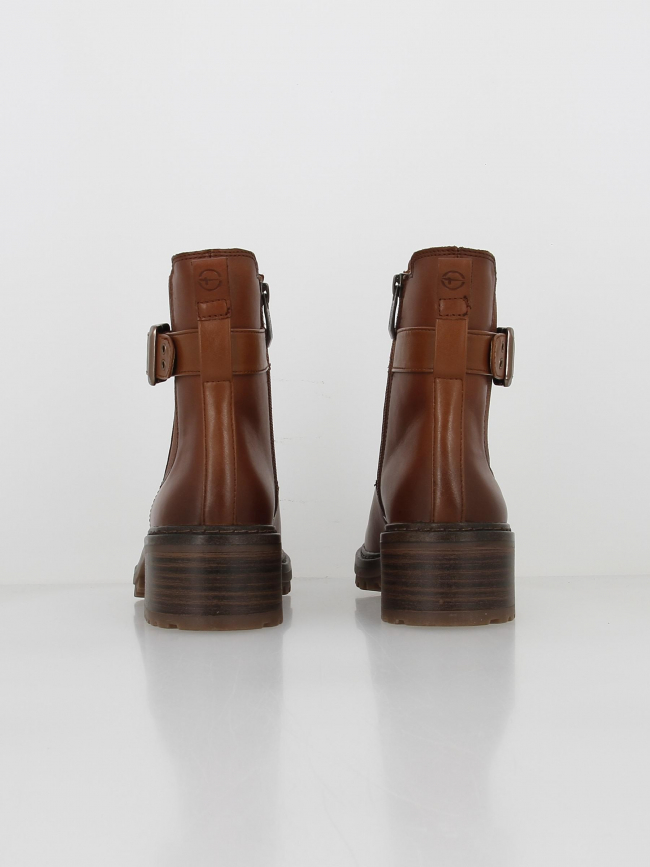 Boots chelsea en cuir cognac marron femme - Tamaris