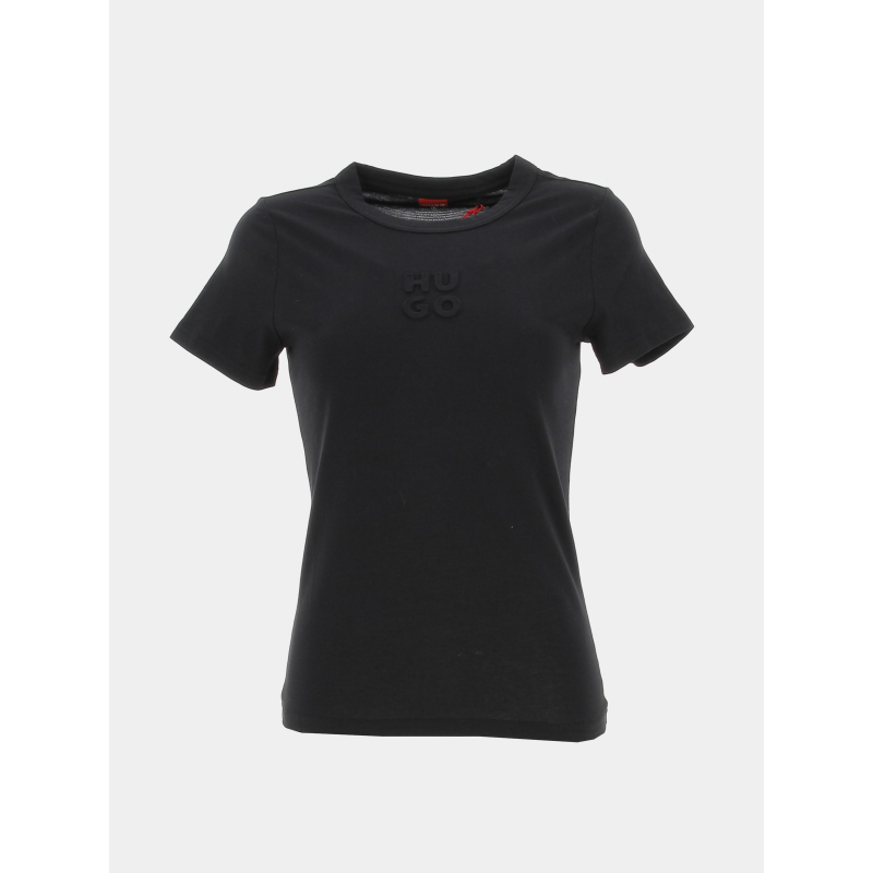 T-shirt uni embossé noir femme - Hugo