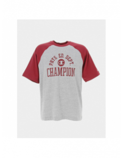 T-shirt crewneck bicolore rouge gris chiné homme - Champion