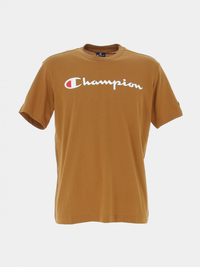 T-shirt crewneck logo marron homme - Champion