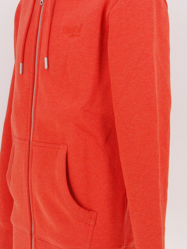 Sweat à capuche zippé essential orange homme - Superdry
