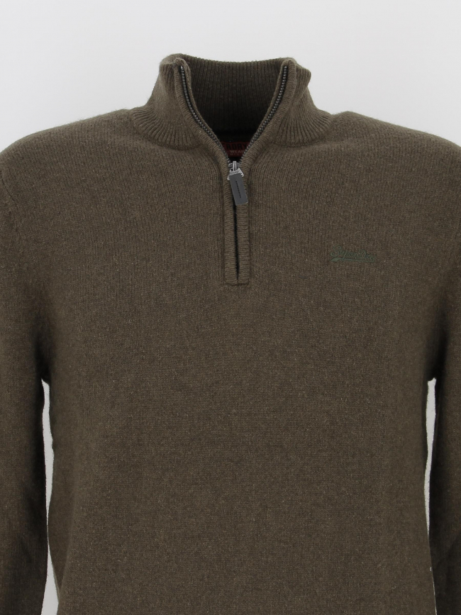 Pull col zippé essential vert homme - Superdry