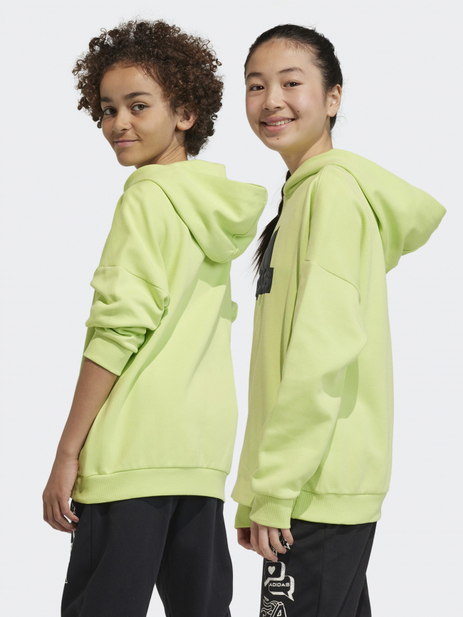 Sweat à capuche logo relief vert garçon - Adidas