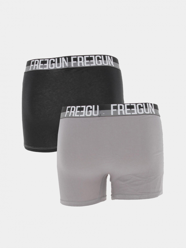 Pack 2 boxers ultra stretch gris noir homme - Freegun