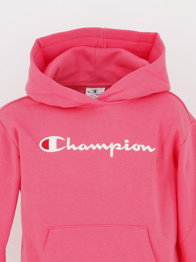 Sweat à capuche logo brodé rose fille - Champion