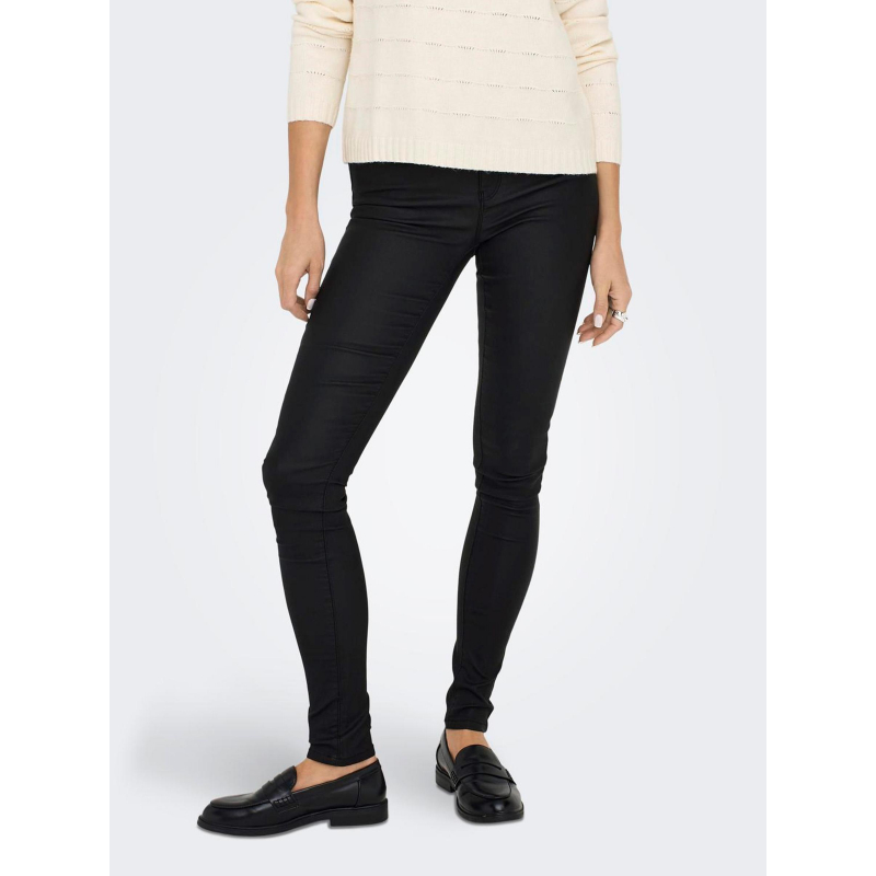 Pantalon skinny enduit noir femme - Only