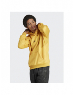 Sweat à capuche multi-logos q4 jaune homme - Adidas