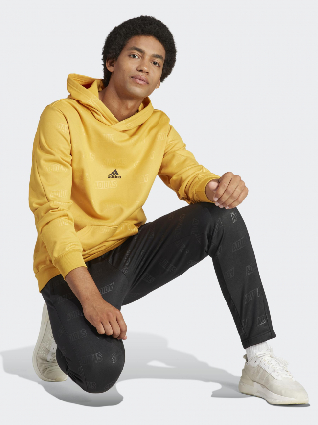 Sweat à capuche multi-logos q4 jaune homme - Adidas
