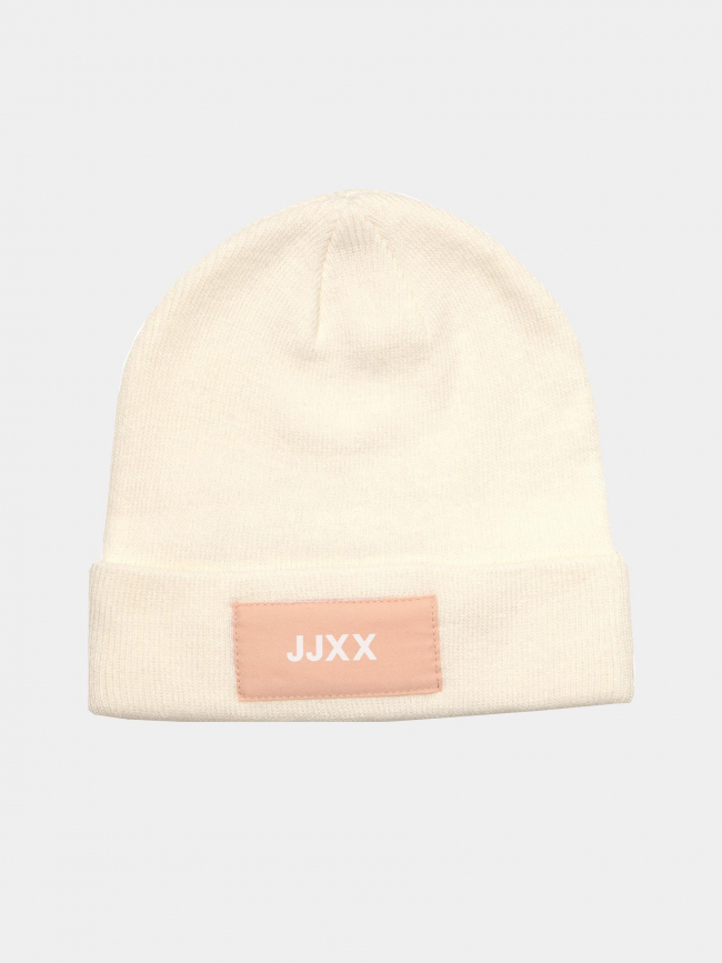 Bonnet basic logo etiquette blanc femme - Jjxx