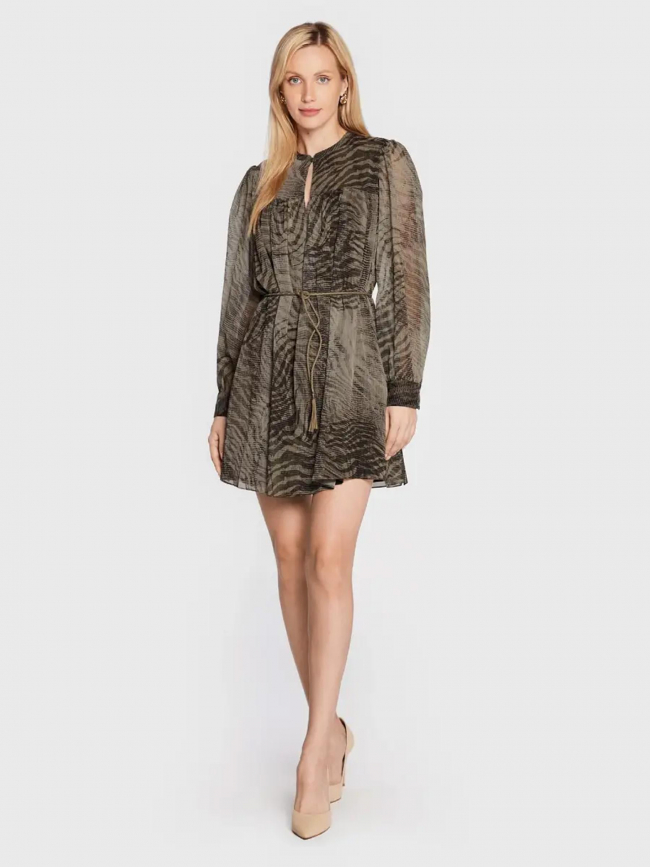 Robe morgane forest tiger militaire kaki femme - Guess