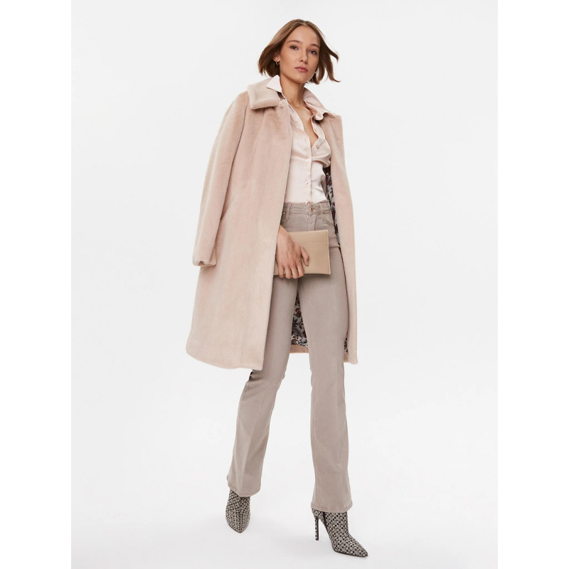 Manteau fausse fourrure simonne beige femme - Guess