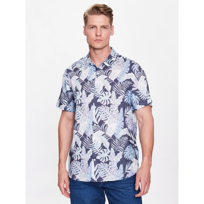 Chemise à fleurs tropique eco bleu homme - Guess