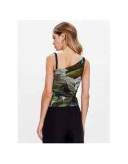 Débardeur asymétrique shirred dinah kaki femme - Guess