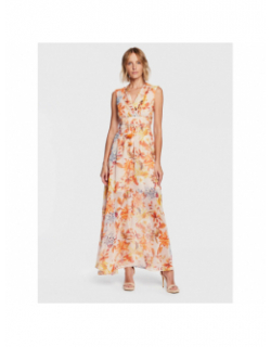 Robe longue à fleurs gilda orange femme - Guess