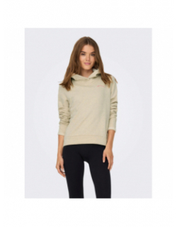 Sweat à capuche logo brodé shau chiné beige femme - Only