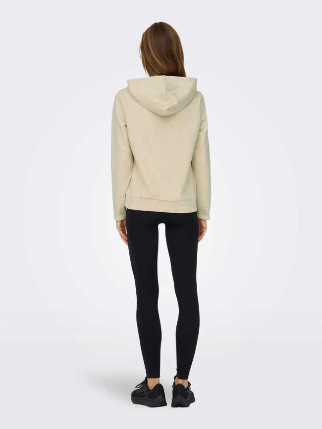 Sweat à capuche logo brodé shau chiné beige femme - Only