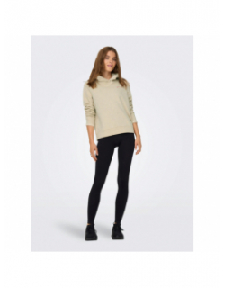 Sweat à capuche logo brodé shau chiné beige femme - Only