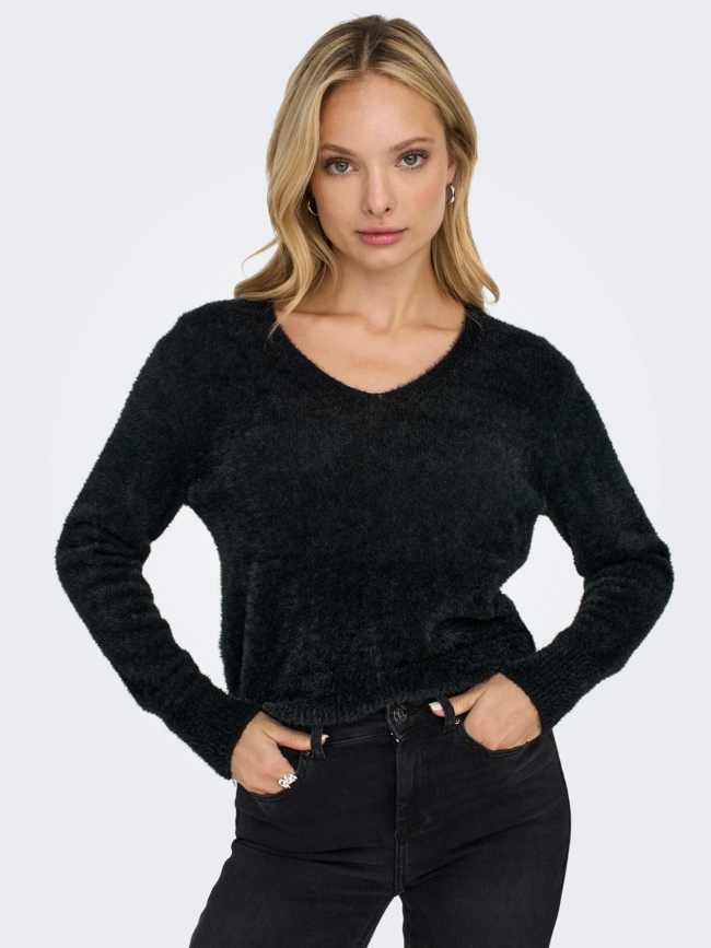 Pull col v ella piumo noir femme - Only
