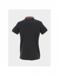 Polo uni col à motifs noir homme - Benson & Cherry