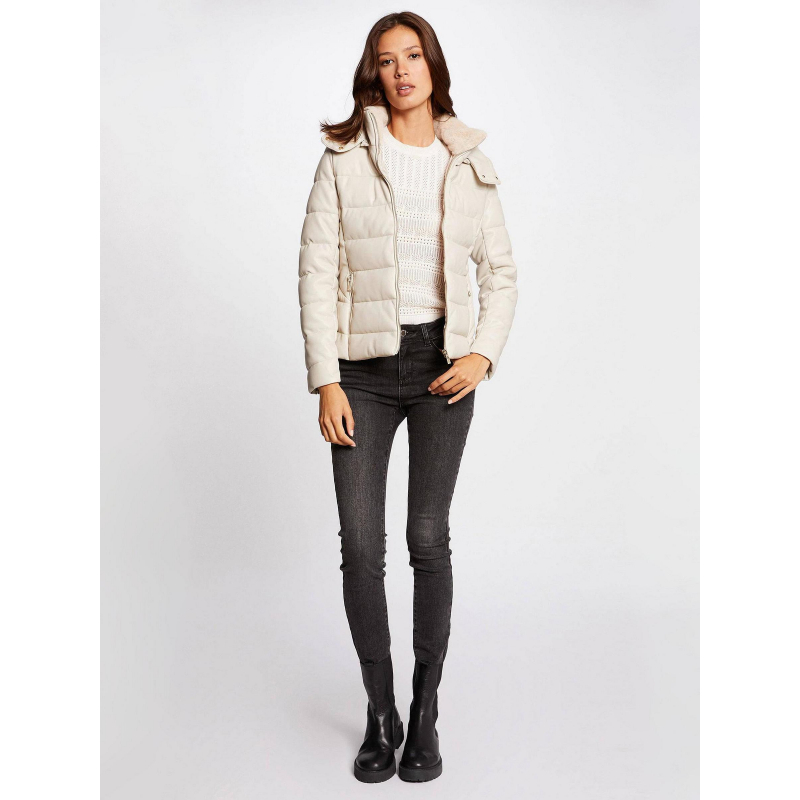 Doudoune simili-cuir kely beige femme - Morgan