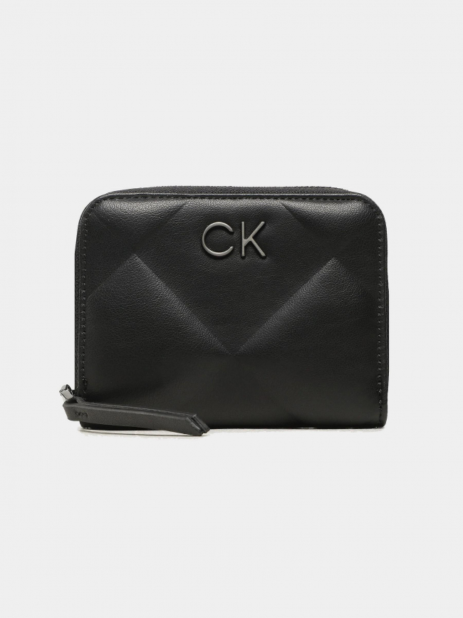 Porte-monnaie re-lock matelassé anti-rfid noir femme - Calvin Klein