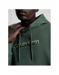 Sweat à capuche double flock kaki homme - Calvin Klein