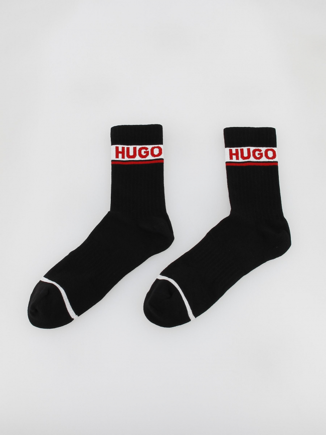Coffret 2 paires de chaussettes hautes rib noir homme - Hugo