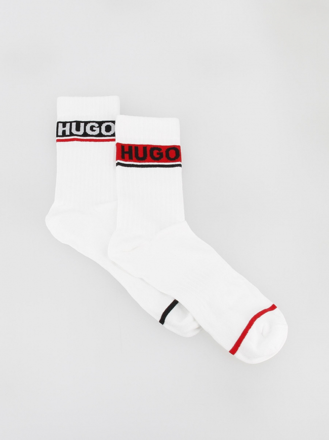 Coffret 2 paires de chaussettes hautes rib blanc homme - Hugo