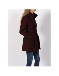 Manteau en laine à ceinture bordeaux femme - Salsa