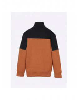 Sweat col zippé bicolore noir marron garçon - Kaporal