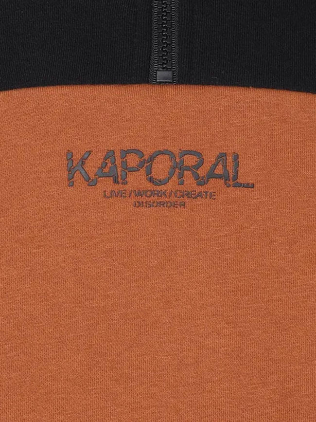Sweat col zippé bicolore noir marron garçon - Kaporal
