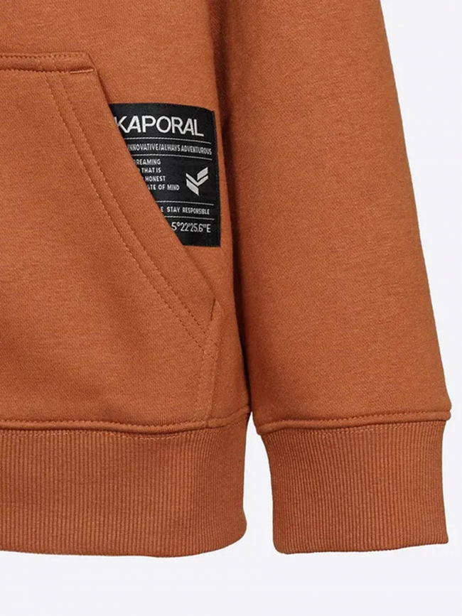 Sweat zippé à capuche logo marron garçon - Kaporal