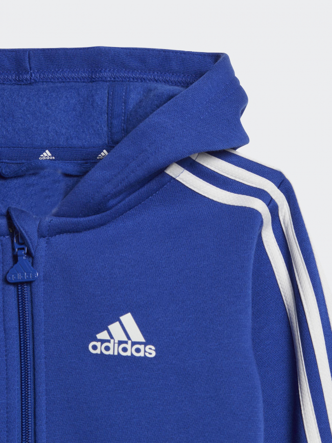 Survêtement veste zippé 3S bleu enfant - Adidas