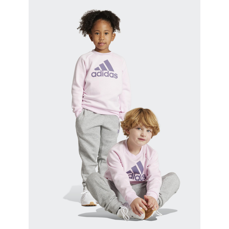 Ensemble jogging badge of sport gris rose enfant Adidas wimod