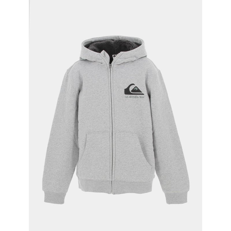 Sweat à capuche zippé doublé sherpa best wave gris garçon - Quiksilver