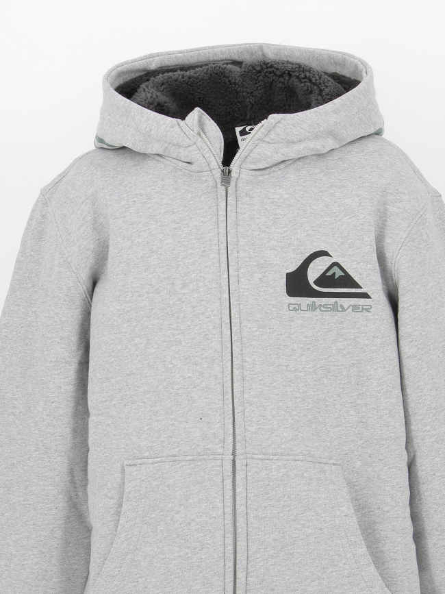 Sweat à capuche zippé doublé sherpa best wave gris garçon - Quiksilver