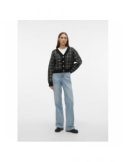 Gilet cardigan à carreaux crop kia noir femme - Vero Moda