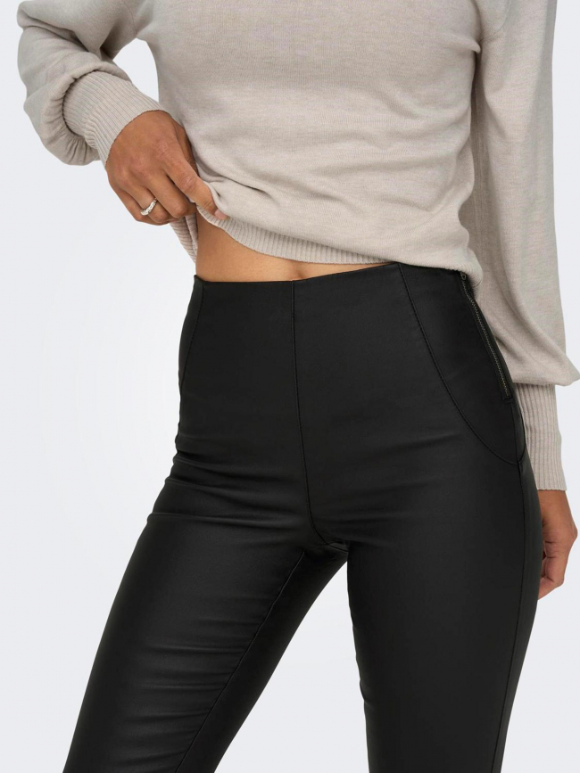 Pantalon enduit zippé keira rock noir femme - Only