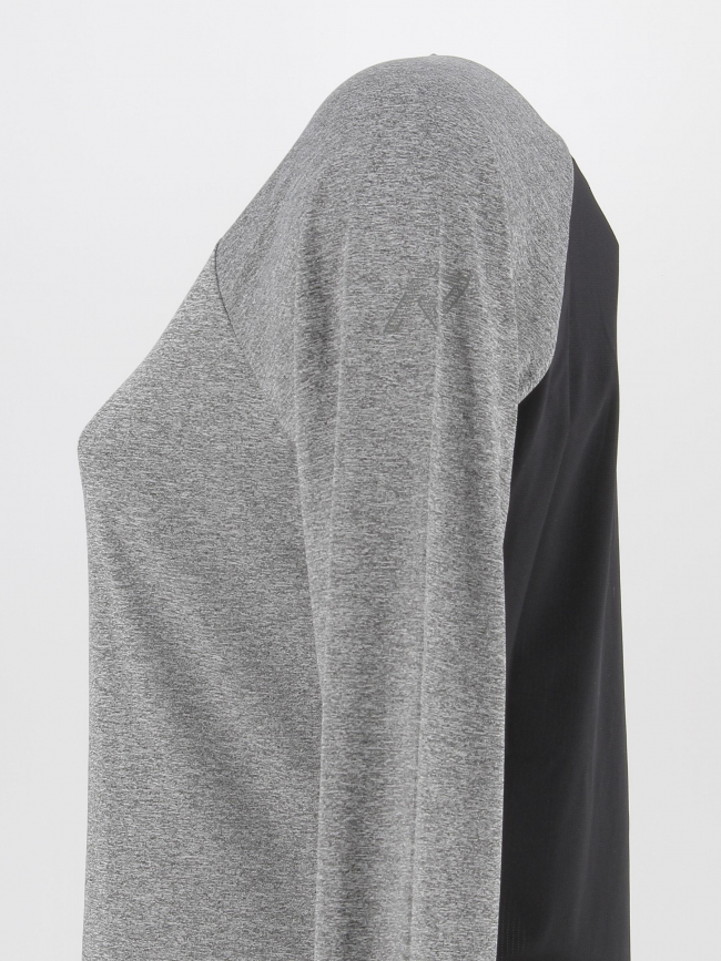 T-shirt technique manches longue chiné gris femme - Rukka