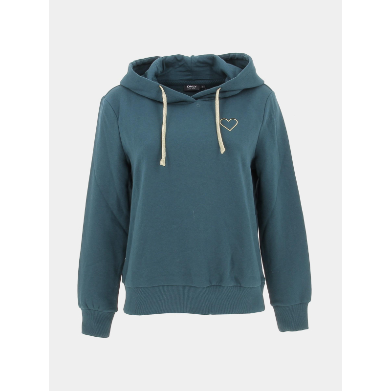 Sweat à capuche noomi logo coeur doré vert femme - Only