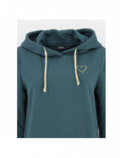 Sweat à capuche noomi logo coeur doré vert femme - Only