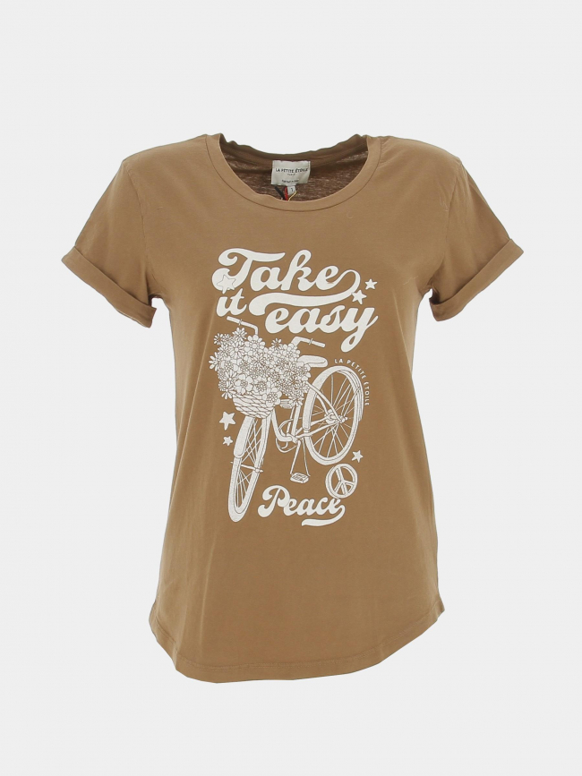 T-shirt peace marron femme - La Petite Etoile